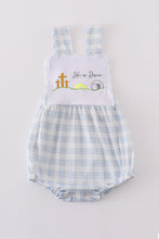 Blue plaid he is risen embroidery bubble - ARIA KIDS