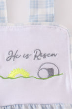 Blue plaid he is risen embroidery bubble - ARIA KIDS