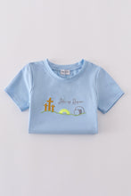 Blue plaid he is risen embroidery set - ARIA KIDS