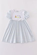 Blue plaid he is risen embroidery dress - ARIA KIDS