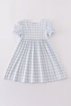 Blue plaid he is risen embroidery dress - ARIA KIDS