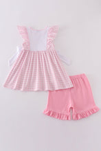 Pink cross embroidery bow set - ARIA KIDS