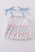 Blue bow lattice print set - ARIA KIDS
