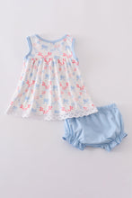 Blue bow lattice print bloomer set - ARIA KIDS