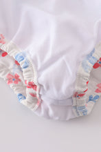 Blue bow lattice print swimsuit - ARIA KIDS