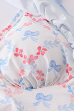 Blue bow lattice print mom swimsuit - ARIA KIDS