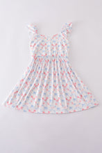 Blue bow lattice print mom&me dress - ARIA KIDS