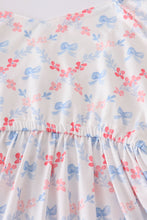 Blue bow lattice print mom&me dress - ARIA KIDS