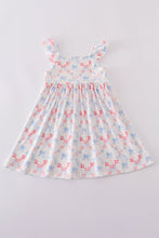 Blue bow lattice print mom&me dress - ARIA KIDS