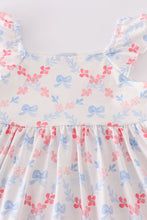 Blue bow lattice print mom&me dress - ARIA KIDS