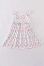 Blue bow lattice print mom&me dress - ARIA KIDS