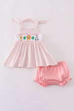 Pink stripe animal embroidery smocked bloomer set - ARIA KIDS