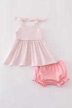 Pink stripe animal embroidery smocked bloomer set - ARIA KIDS