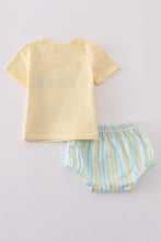 Yellow stripe animal embroidery smocked bloomer set - ARIA KIDS