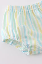 Yellow stripe animal embroidery smocked bloomer set - ARIA KIDS
