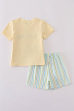 Yellow stripe animal embroidery smocked set - ARIA KIDS