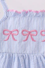 Blue Bow Embroidered Stripe Ruffle Dress - ARIA KIDS