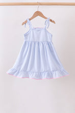 Blue Bow Embroidered Stripe Ruffle Dress - ARIA KIDS