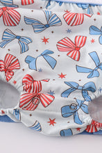 Bow trellis print embroidery ruffle bubble - ARIA KIDS