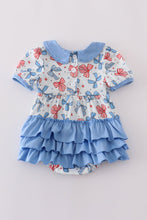 Bow trellis print embroidery ruffle bubble - ARIA KIDS