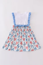 Bow trellis print embroidery ruffle dress - ARIA KIDS