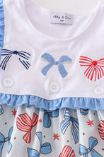 Bow trellis print embroidery ruffle dress - ARIA KIDS
