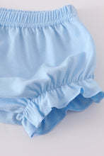 Blue flag embroidery smocked gingham bloomer set - ARIA KIDS