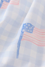 Blue flag embroidery smocked gingham bloomer set - ARIA KIDS