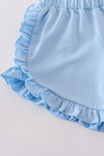Blue flag embroidery smocked shorts set - ARIA KIDS