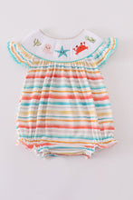 Rainbow stripe marine creature embroidery smocked bubble - ARIA KIDS