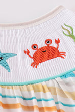 Rainbow stripe marine creature embroidery smocked bubble - ARIA KIDS
