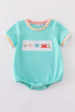 Blue marine creature embroidery smocked bubble - ARIA KIDS