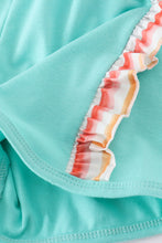 Rainbow stripe marine creature embroidery smocked shorts set - ARIA KIDS