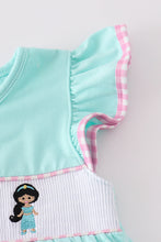 Mint princess embroidery gingham shorts set - ARIA KIDS
