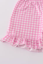 Mint princess embroidery gingham shorts set - ARIA KIDS
