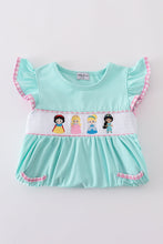 Mint princess embroidery gingham shorts set - ARIA KIDS