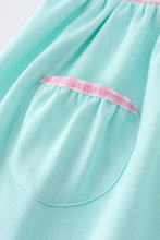 Mint princess embroidery gingham ruffle dress - ARIA KIDS