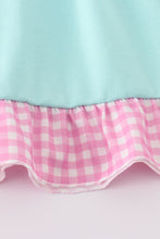 Mint princess embroidery gingham ruffle dress - ARIA KIDS