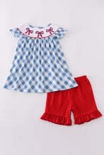Blue bow embroidery smocked set - ARIA KIDS