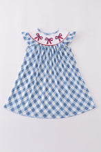 Blue bow embroidery smocked dress - ARIA KIDS
