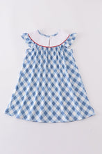 Blue bow embroidery smocked dress - ARIA KIDS