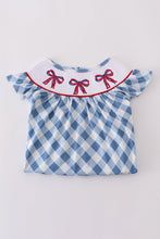 Blue bow embroidery smocked dress - ARIA KIDS