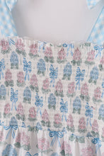Blue hydrangea bow smocked mom&me dress - ARIA KIDS