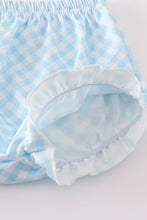 Blue hydrangea bow print ruffle bloomer set - ARIA KIDS