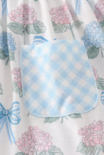 Blue hydrangea bow print ruffle bloomer set - ARIA KIDS