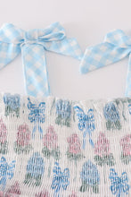 Blue hydrangea bow smocked mom&me dress - ARIA KIDS
