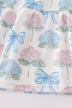Blue hydrangea bow smocked mom&me dress - ARIA KIDS