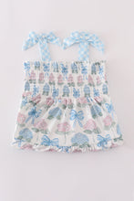 Blue hydrangea bow smocked mom&me dress - ARIA KIDS