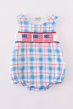 Flag embroidery smocked plaid bubble - ARIA KIDS