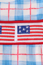 Flag embroidery smocked plaid bubble - ARIA KIDS